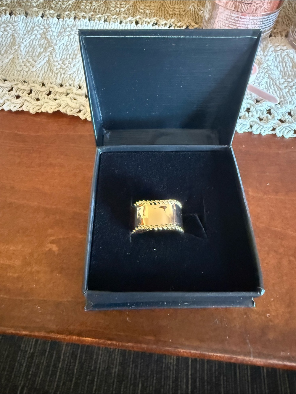 Gold-Colored Wide Statement Ring - Women Jewelry